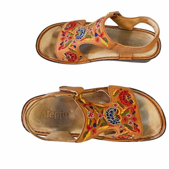 Allegria Viki Cognac Needles & Pins Sandal Multicolor Embroidered Sandal EU 37 - Picture 4 of 12